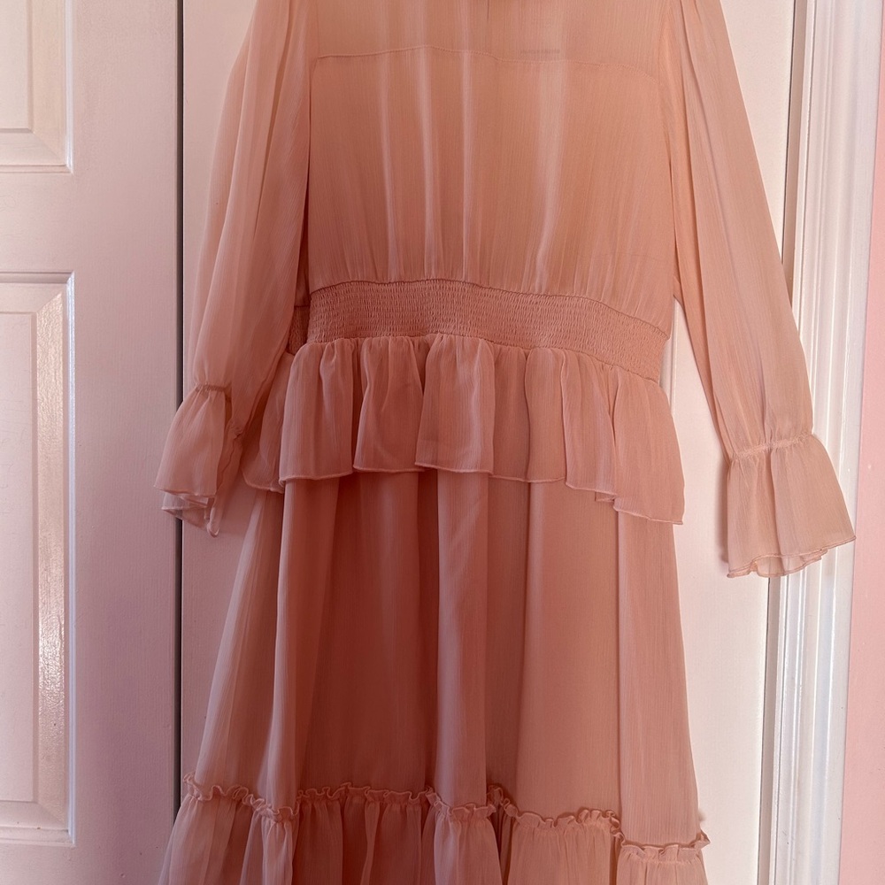 Elegant Peach Ruffle Dress